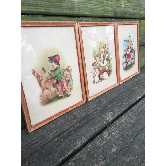 set of 3 framed vintage Henry B. Sandler nursery lithograph Art Prints children - Picture 2 of 12